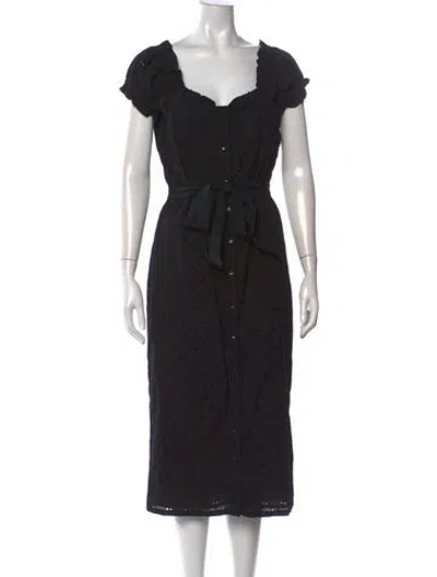 Pre-owned Rachel Pally Square Neckline Midi Length Dress In Black