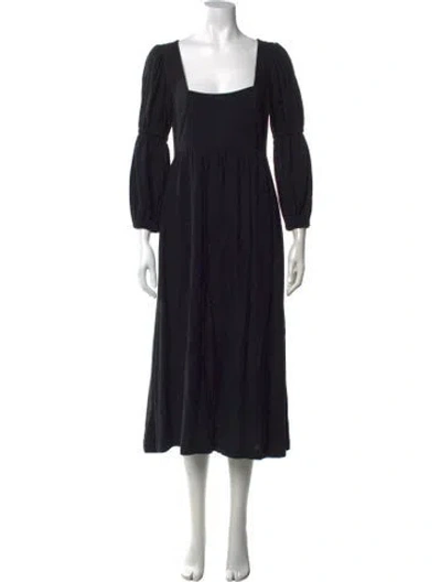 Pre-owned Rachel Pally Square Neckline Midi Length Dress In Black