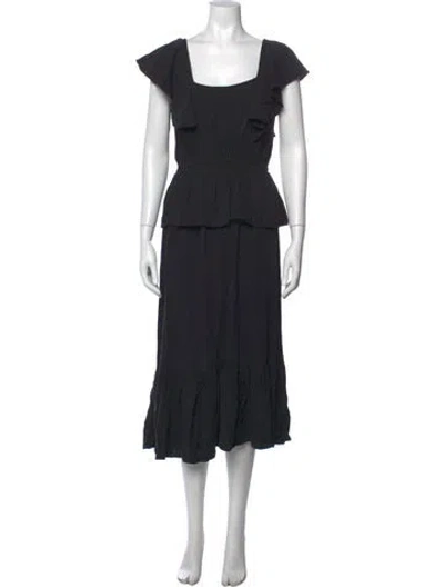 Pre-owned Rachel Pally Square Neckline Midi Length Dress In Black