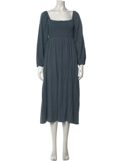 Pre-owned Rachel Pally Square Neckline Midi Length Dress In Blue