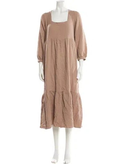Pre-owned Rachel Pally Square Neckline Midi Length Dress In Brown