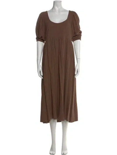 Pre-owned Rachel Pally Square Neckline Midi Length Dress In Brown