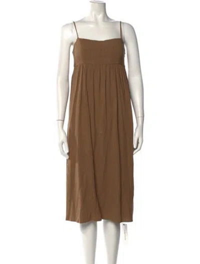 Pre-owned Rachel Pally Square Neckline Midi Length Dress In Neutrals