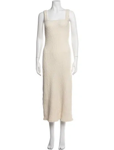 Pre-owned Rachel Pally Square Neckline Midi Length Dress In Neutrals