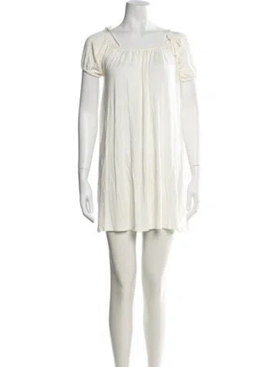 Pre-owned Rachel Pally Square Neckline Mini Dress In White