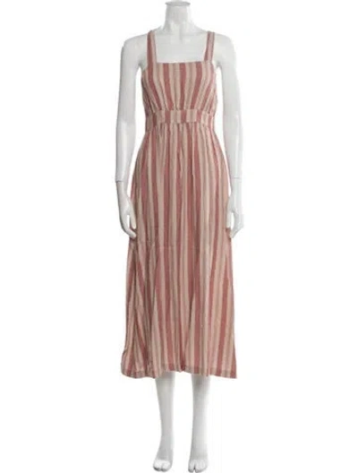Pre-owned Rachel Pally Striped Midi Length Dress In Red