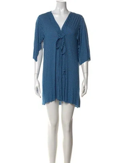 Pre-owned Rachel Pally Striped Mini Dress In Blue