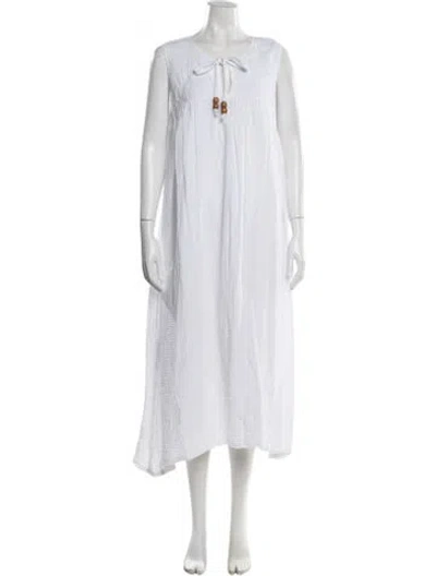 Pre-owned Rachel Pally Tie Neck Long Dress In White