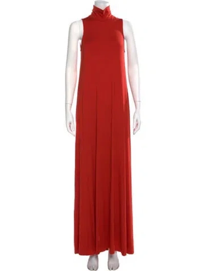 Pre-owned Rachel Pally Turtleneck Long Dress In Orange