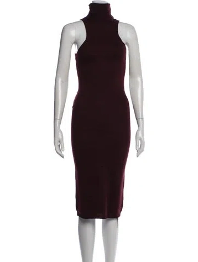 Pre-owned Rachel Pally Turtleneck Midi Length Dress In Burgundy