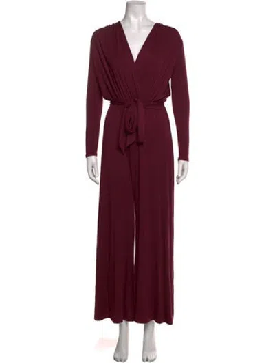 Pre-owned Rachel Pally V-neck Jumpsuit In Burgundy