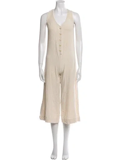 Pre-owned Rachel Pally V-neck Jumpsuit In Neutral