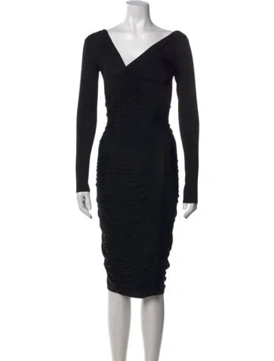 Pre-owned Rachel Pally V-neck Knee-length Dress In Black
