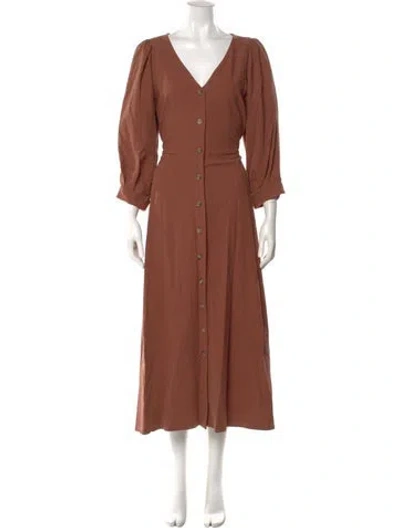 Pre-owned Rachel Pally V-neck Long Dress In Brown