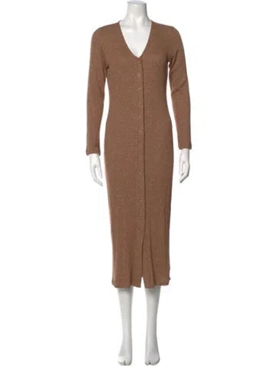Pre-owned Rachel Pally V-neck Long Dress In Brown