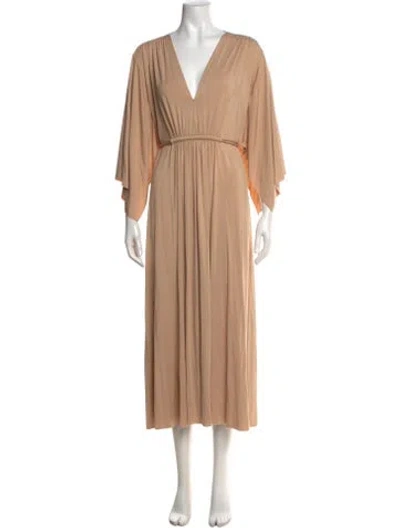Pre-owned Rachel Pally V-neck Long Dress In Brown