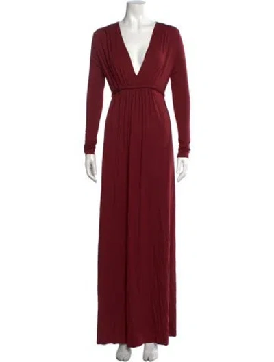 Pre-owned Rachel Pally V-neck Long Dress In Burgundy