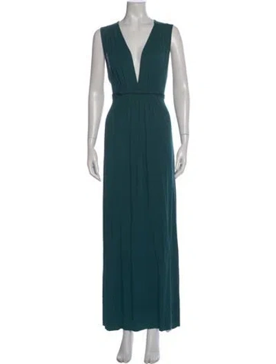 Pre-owned Rachel Pally V-neck Long Dress In Green