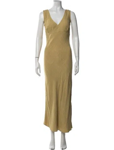 Pre-owned Rachel Pally V-neck Long Dress In Neutrals