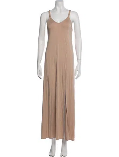 Pre-owned Rachel Pally V-neck Long Dress In Neutrals