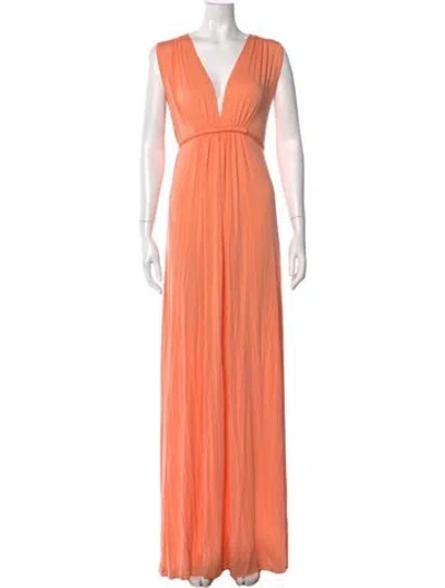 Pre-owned Rachel Pally V-neck Long Dress In Orange
