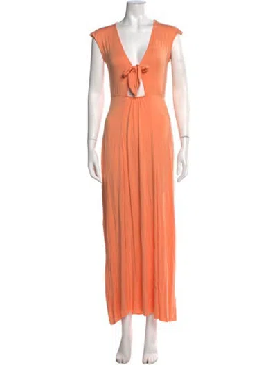Pre-owned Rachel Pally V-neck Long Dress In Orange