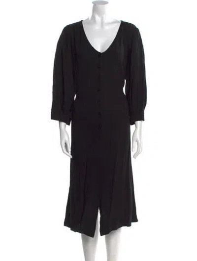 Pre-owned Rachel Pally V-neck Midi Length Dress In Black