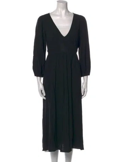 Pre-owned Rachel Pally V-neck Midi Length Dress In Black