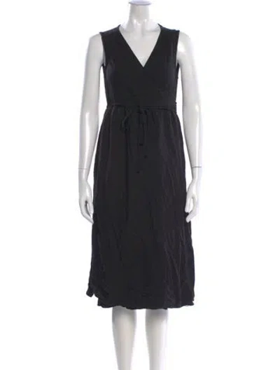 Pre-owned Rachel Pally V-neck Midi Length Dress In Black