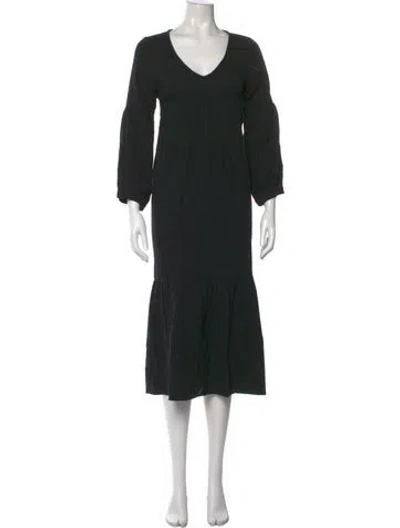 Pre-owned Rachel Pally V-neck Midi Length Dress In Black