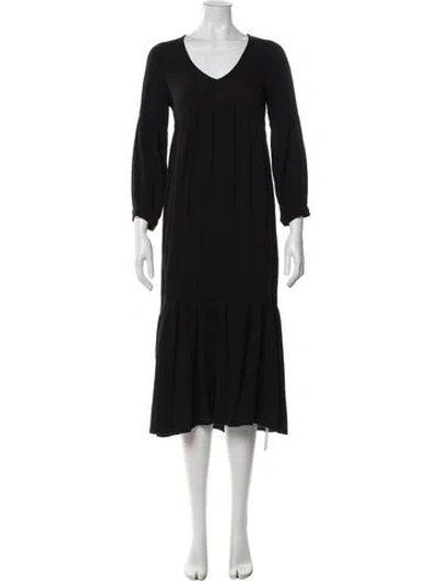 Pre-owned Rachel Pally V-neck Midi Length Dress In Black