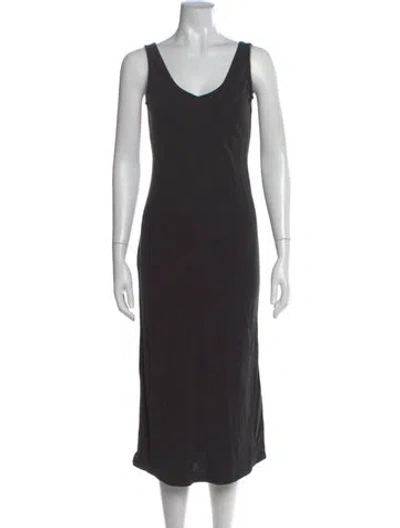 Pre-owned Rachel Pally V-neck Midi Length Dress In Black