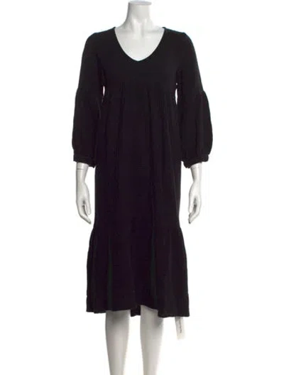 Pre-owned Rachel Pally V-neck Midi Length Dress In Black