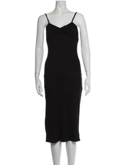 Pre-owned Rachel Pally V-neck Midi Length Dress In Black