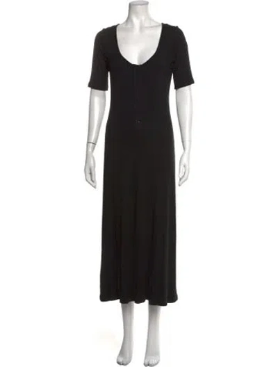 Pre-owned Rachel Pally V-neck Midi Length Dress In Black