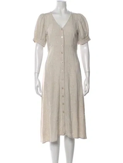 Pre-owned Rachel Pally V-neck Midi Length Dress In Neutral