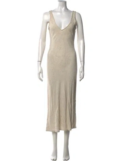 Pre-owned Rachel Pally V-neck Midi Length Dress In Neutrals