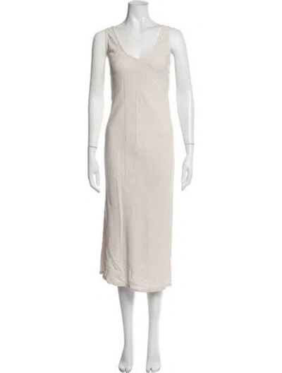 Pre-owned Rachel Pally V-neck Midi Length Dress In Neutrals
