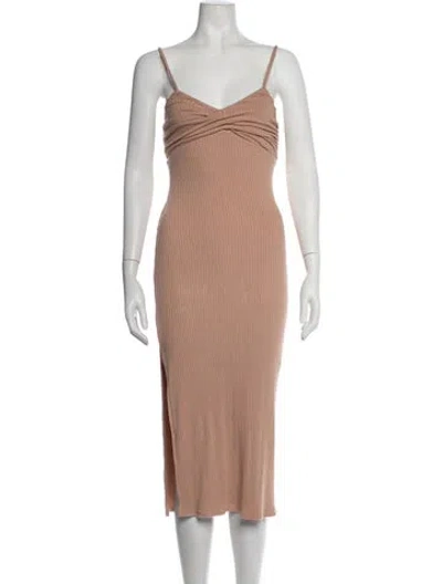Pre-owned Rachel Pally V-neck Midi Length Dress In Neutrals