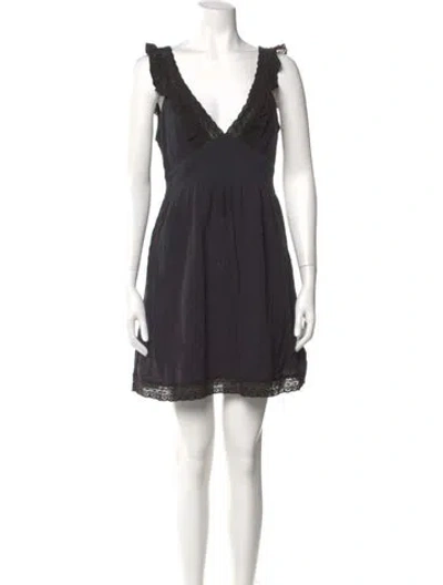 Pre-owned Rachel Pally V-neck Mini Dress In Black