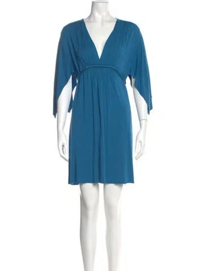 Pre-owned Rachel Pally V-neck Mini Dress In Blue