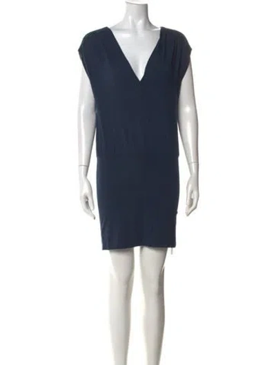 Pre-owned Rachel Pally V-neck Mini Dress In Blue