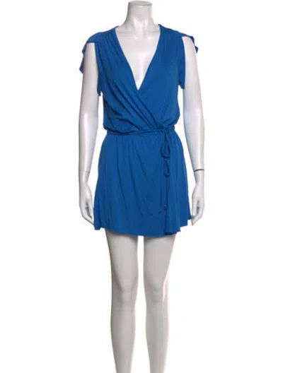 Pre-owned Rachel Pally V-neck Mini Dress In Blue