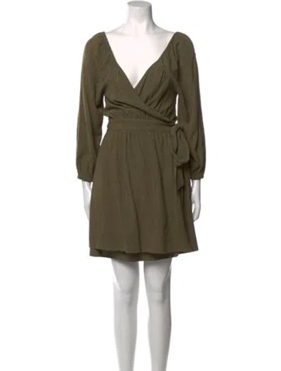 Pre-owned Rachel Pally V-neck Mini Dress In Green