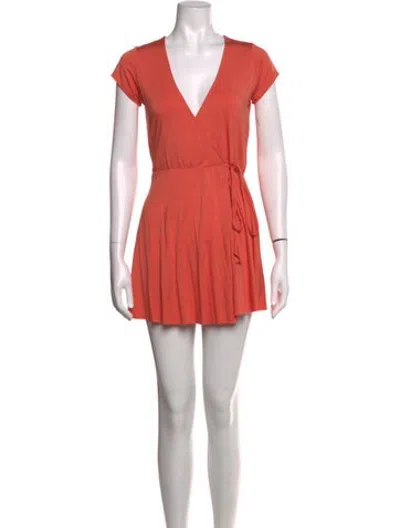 Pre-owned Rachel Pally V-neck Mini Dress In Orange