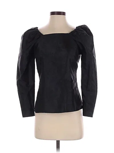 Pre-owned Rachel Parcell 3/4 Sleeve Top Black Jacquard Pattern Square Neckline Tops