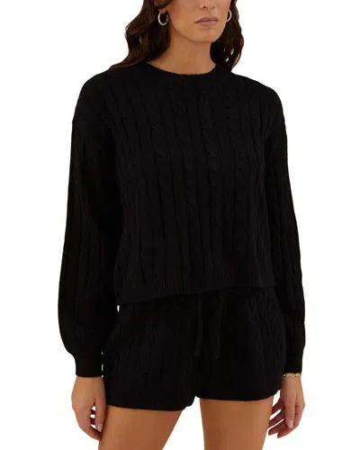 Rachel Parcell Boxy Cable Crew In Black