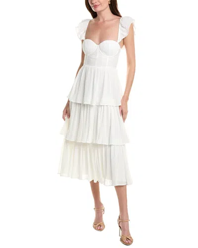 Rachel Parcell Corset Pleated Midi Dress In White