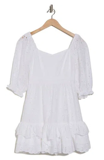 Rachel Parcell Eyelet Puff Sleeve Minidress (nordstrom Exclusive In Classic White