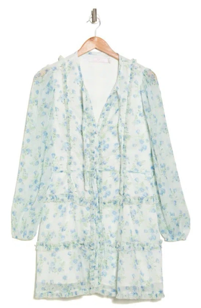 Rachel Parcell Floral Long Sleeve Dress In Ice Water Multi
